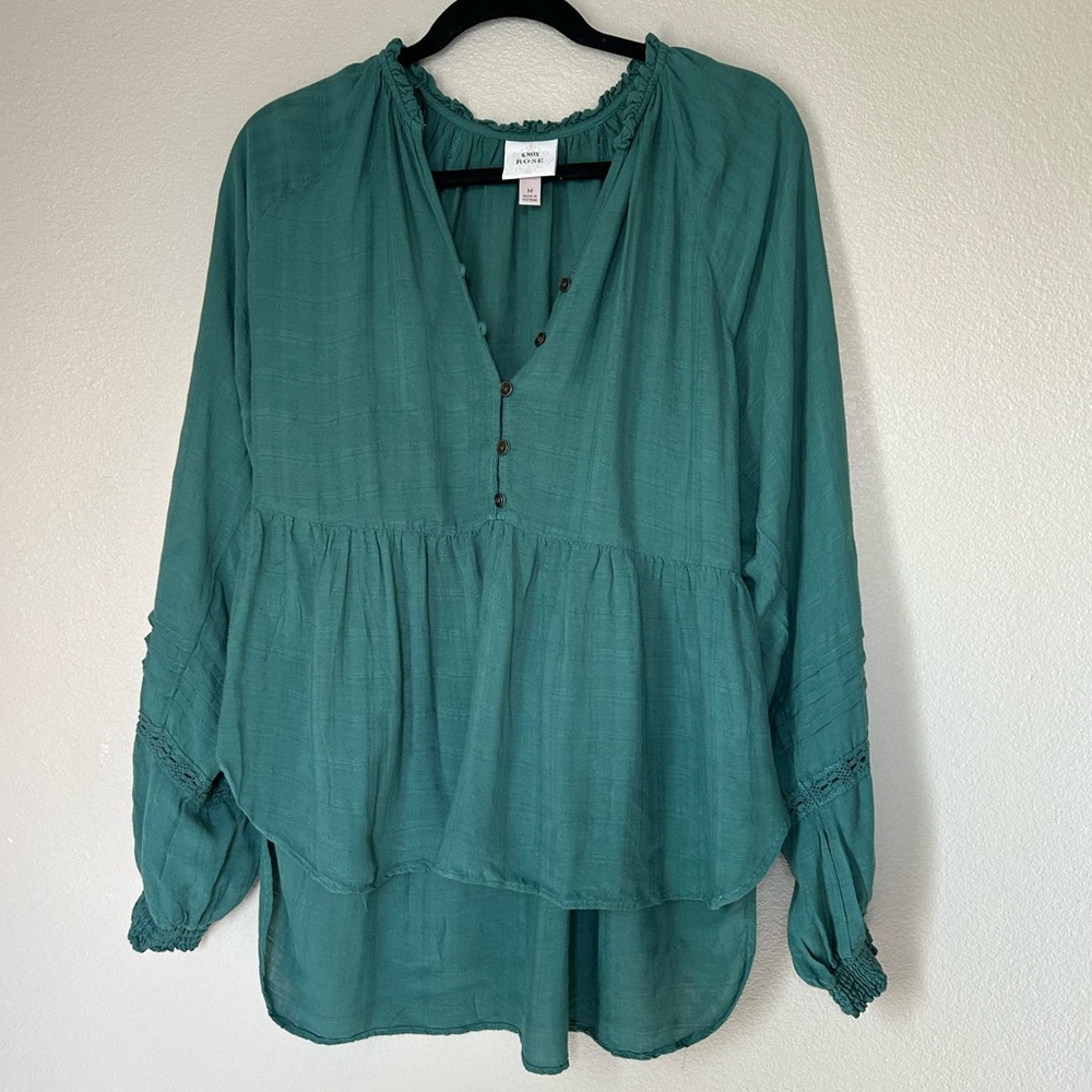 32.KNOX ROSE Women’s V Neck Top Blouse, Long Sleeves.Size M